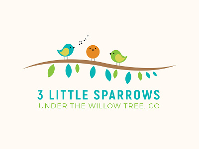 3 Little Sparrows under the Willow tree. CO brand and identity branding design illustration logo logo design vector