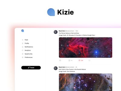 Kizie - A Twitter app for Web(now live) app feed logo minimal twitter typography ui white