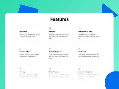 Features grid blocks contrast features list grid landing page layout list ui