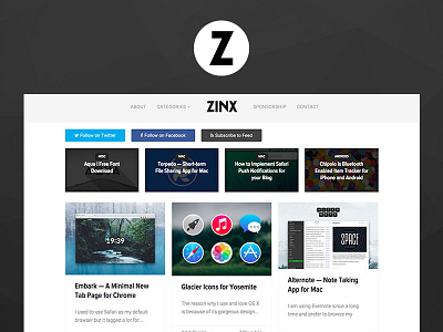 ZINX black blog clean design grey grid icon identity logo magazine minimal