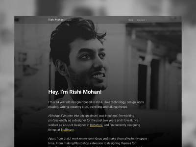 About Page – Personal Site about black dark personal typography ui website