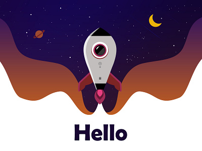 Hello hello photoshop графика иллюстрация космос привет ракета