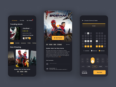 Movie Ticket Booking App app branding design icon logo typography ui ux