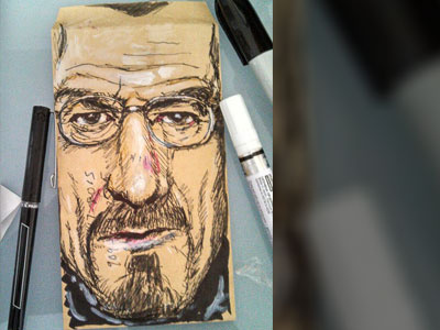 Walter White Doodle breaking bad doodle envelope recycled walter white