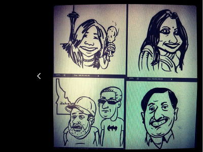 quick caricatures for a client caricatures cartoon idaho india pen and paper seattle sketch
