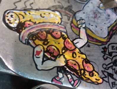 Pizza Running a Marathon doodle food healthy junk food marathon pizza runner running