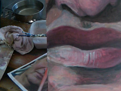 Dicknose Mike lips painting portrait