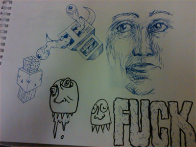 Fuck doodle face fuck pen robot sketchbook skull