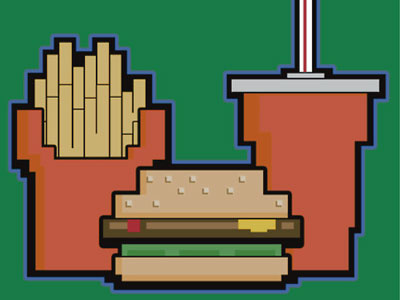 8bitmeal 8bit fast food fries geek hamburger nerd unhealthy