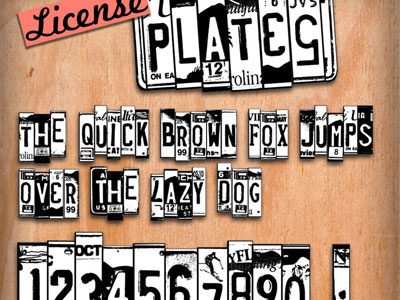 License Plate Letters craft font license plates recycle reuse states vintage