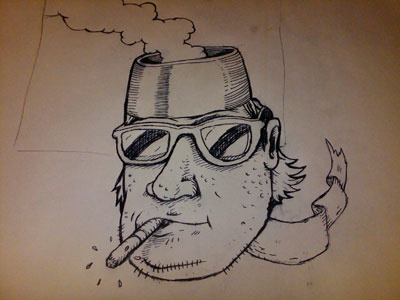 Fezman doodle fez sketch smoking sunglasses