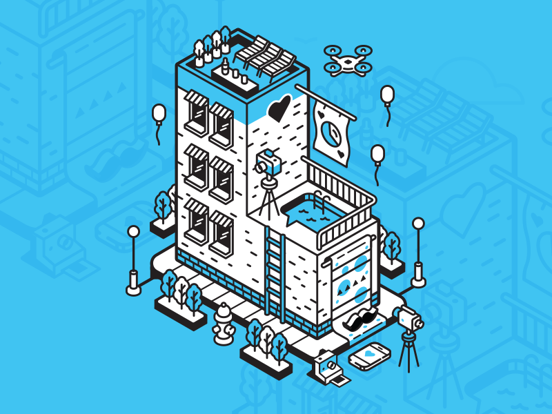 L is for Later after effects blue building community drawing illustration isometric later neighbourhood vector