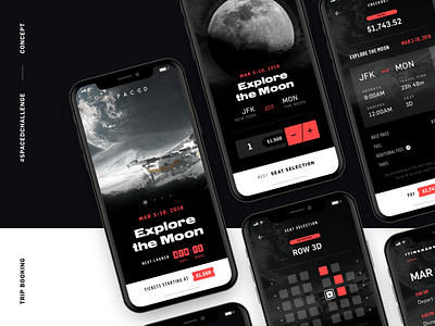 #SPACEDChallenge - App Concept app booking concept moon prototype red sketch spacedchallenge tech travel white