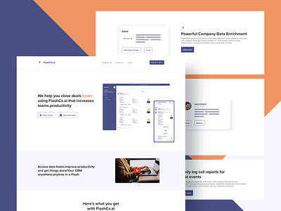 FlashCX.ai branding illustration orange software startup ui ux vector violet website
