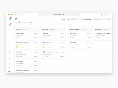 CRM - Kanban view