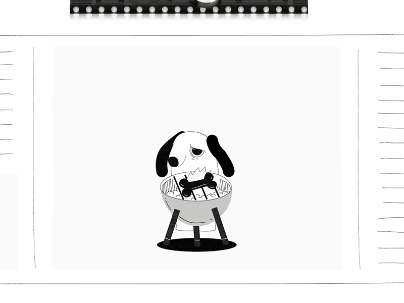 Pedigrill small shop animation after effects animation animation 2d black white character animation cute dog funny illustration simple