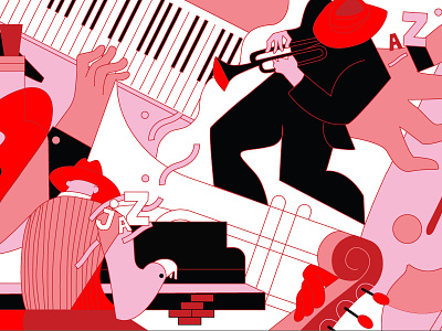 Sketch for a mural for a jazz club illustration jazz mural music vector illustration