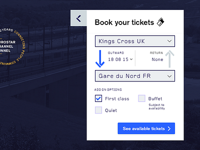 Ticket Selector eurostar hero rail website ticket selector travel ui