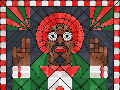 Andre 3000 3000 andre christmas geometric glass illustration rapper stained glass
