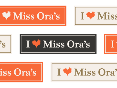 Miss Ora's Kitchen badge brand and identity brand identity branding branding chicken icon illustration logo design logo design concept nc north carolina restaurant style guide typography vector