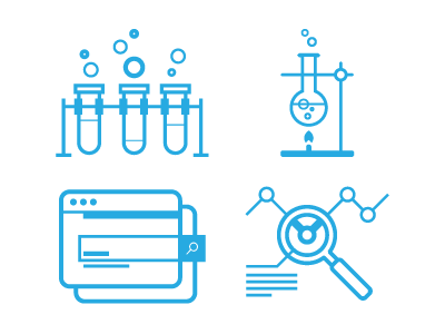 Misc. Science Icons experiment icon illustration line science search