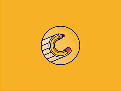 Logos C and Pecil circle circle logo line lines logo logo design logoline pen pencil pencil art pencils yellow