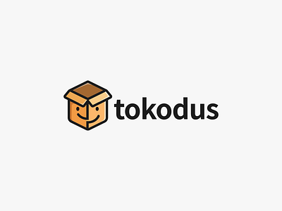 Logo Tokodus box brand branding business icon logo logo box logodesign mascot merk sell shop smile store toko