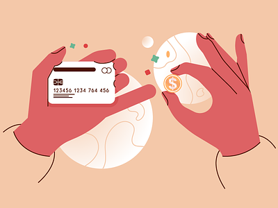 Payment abstract banking card clean design editorial hands illustration minimalist money online payment transaction vector