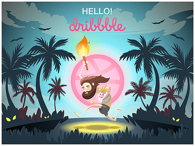 Hello Wilson ball debut design forest hello dribbble illustration tom hanks tropics wilson