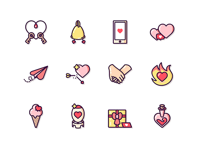Love Icons bomb clean gift box hand heart icon icon set key like love valentine day vector иллюстрация