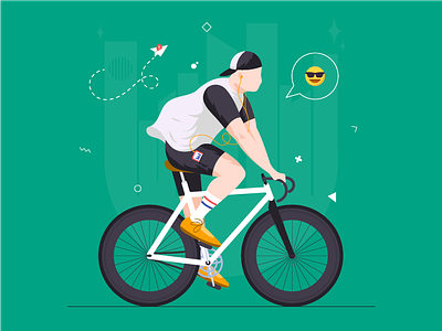Meteor bike character chill city clean fashion illustration music style vector velo