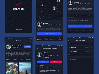 Denfinder app mobile ui ux