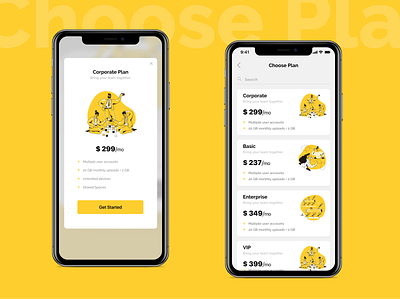 Choose Plan branding design icon illustration mobile ui ux