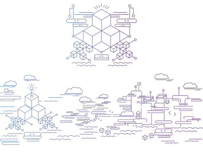 Blockchain blockchain design developer illustration line illustration tech tech design