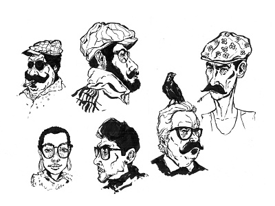 Characters charachters character design faces illustration pen and ink