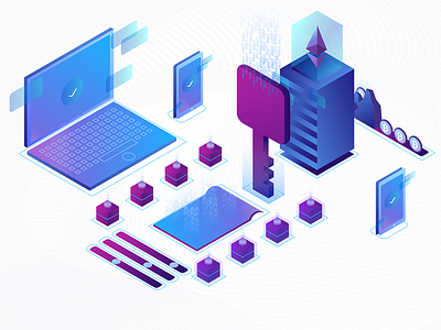 Blockchain Isometric Illustration blockchain cryptocurrency design illustration isometric tech tech design vector