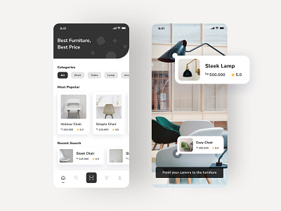 #Exploration | Furniture AR App augmentedreality design furniture minimal mobile app ui ux