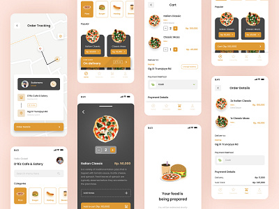 Food Delivery App app design flat food food delivery minimal mobile pizza ui ux