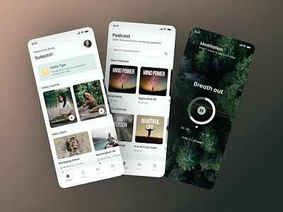 Mental Health App app design meditation mental health minimal mobile ui ux