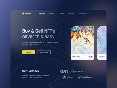 NFT's Market Landing Page design illustration landingpage market metaverse minimal nft ui ux webdesign