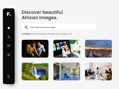 Finderly - Discover African Images black black and white design figma ui ux web design website