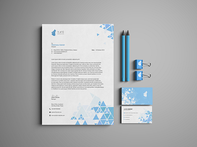 Stationery Design [ Shattered Blue Triangle ] business card card of visit letter letter head lettering stationery design visit card