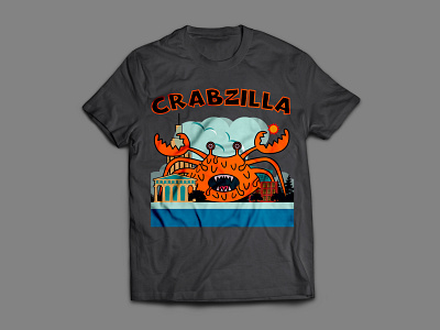 Crabzilla flat illustration illustrator vector