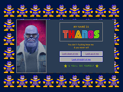 THANOS 1990 1990s design brutalism brutalist brutalist design marvel pixelart pixels retro future retro interface retrofont retrofuturism thanos