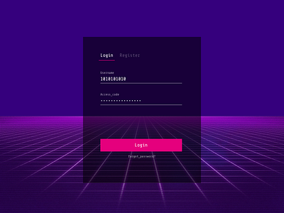 Login screen in synthwave style