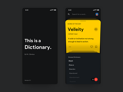 Simple Dictionary android app dashboard design dictionaryapp freebie ios minimal ui user experience ux