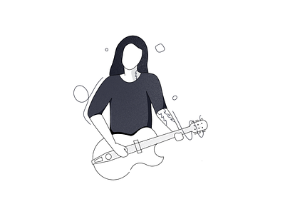 The guitarist black and white guitar illustration line line art minimal onboarding procreate ui vector