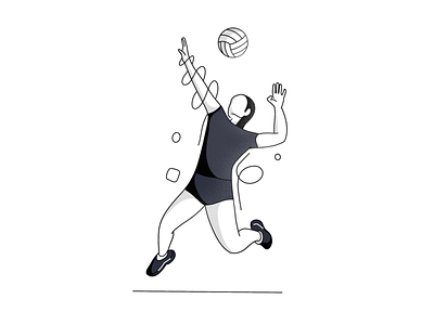 Volleyball black and white branding daily ui design flat illustration line art lines minimal olympic games onboarding onboarding ui vector volleyball