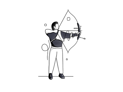 Archery archer archery black and white branding branding design daily ui design illustration line art lines minimal olympic games vector