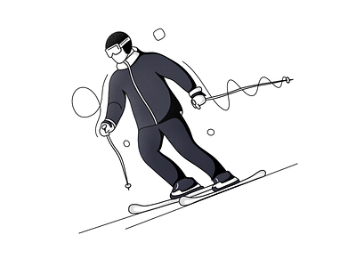 Skiing android app black and white design freebie illustration ios lineart minimal olympic games skiing ui ux vector